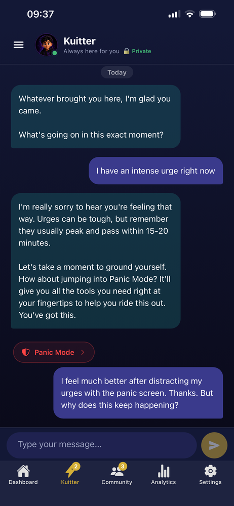 Kuitter AI recovery companion